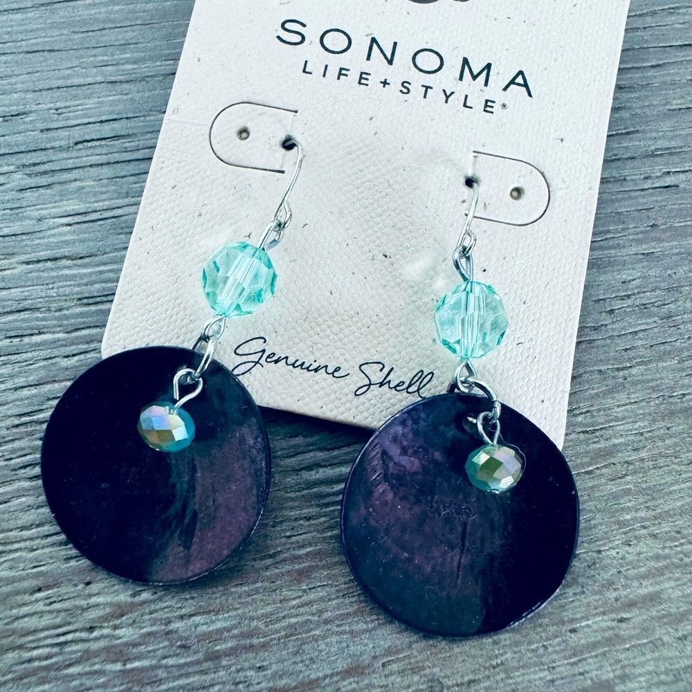 Sonoma Genuine Shell Aqua Blue Drop Coastal Earrings